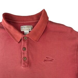 Vintage Jaguar Polo Shirt Weekendz Off XL Red Silk Cotton Short Sleeve Y2K
